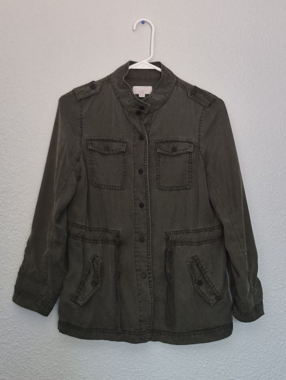 Olive Green Utility Jacket - Women's Casual Military Style Size X-small petite